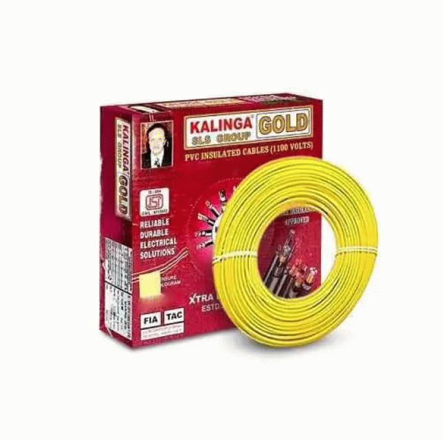Kalinga Gold 1 Sq mm FR PVC Wire (Yellow, 90 Mtr)